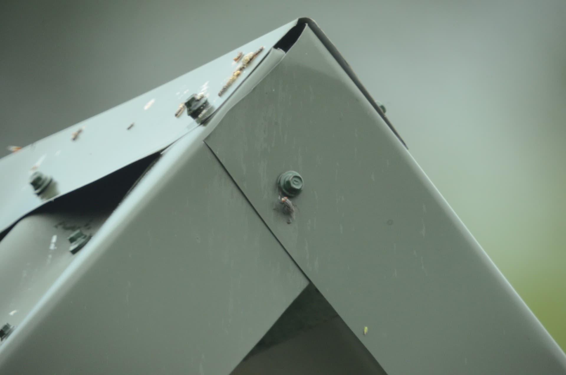 The chimney cowl seen close up through the telescope